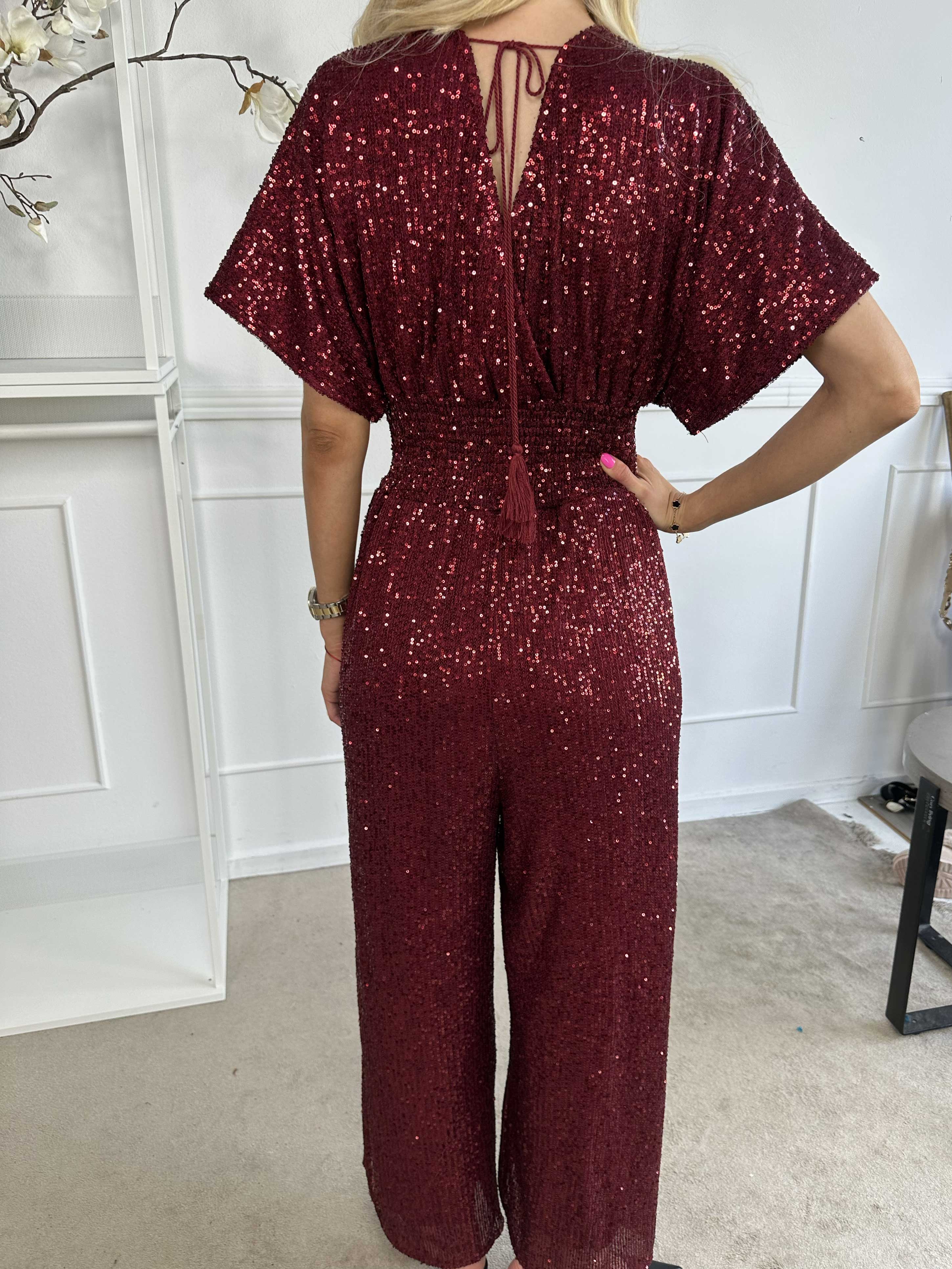 Pams Glitter Jumpsuit - Elastisk jumpsuit med smock och paljetter